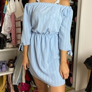 Light blue stripped off the shoulder dress